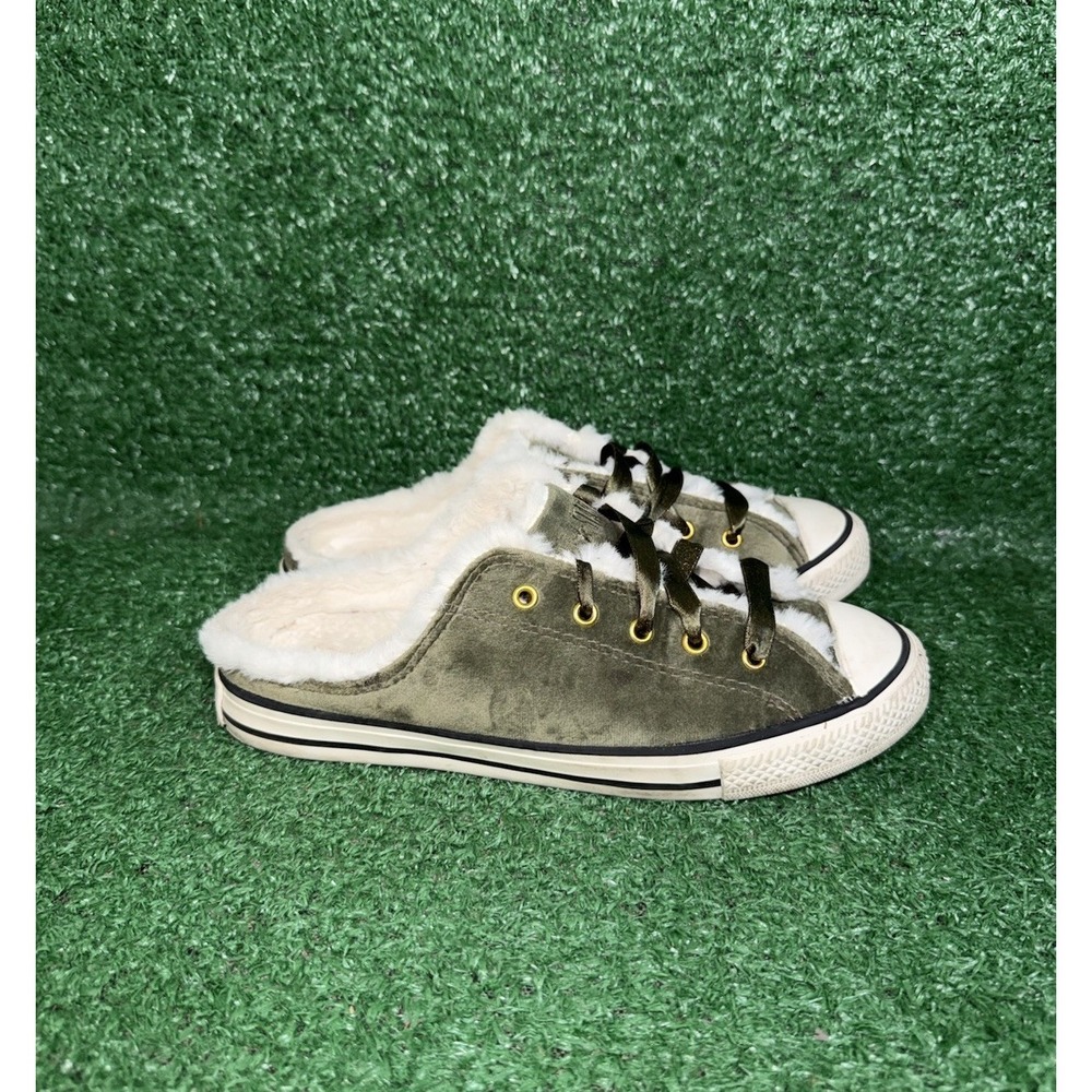 Converse Shoes Womens Size 5 Chuck Taylor‎ All Star Mule Fur Lined Green White
